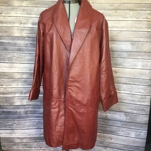 Woman Within red leather swing coat Women’s Petite